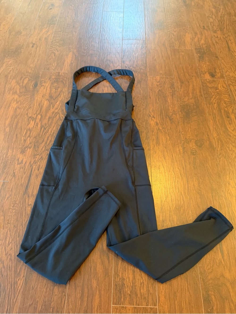 Free People Black Cross-Back Slim Jumpsuit